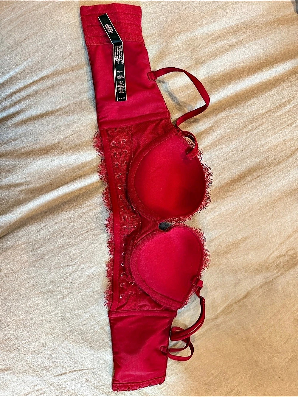 Victoria's Secret Very Sexy Multi-Way Lace-Up Bra Red 34B